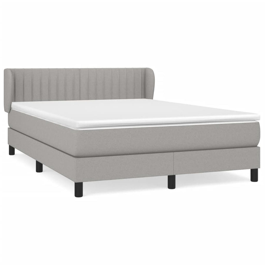 Boxspring Met Matras Stof Lichtgrijs 140 x 200 cm Verticale strepen
