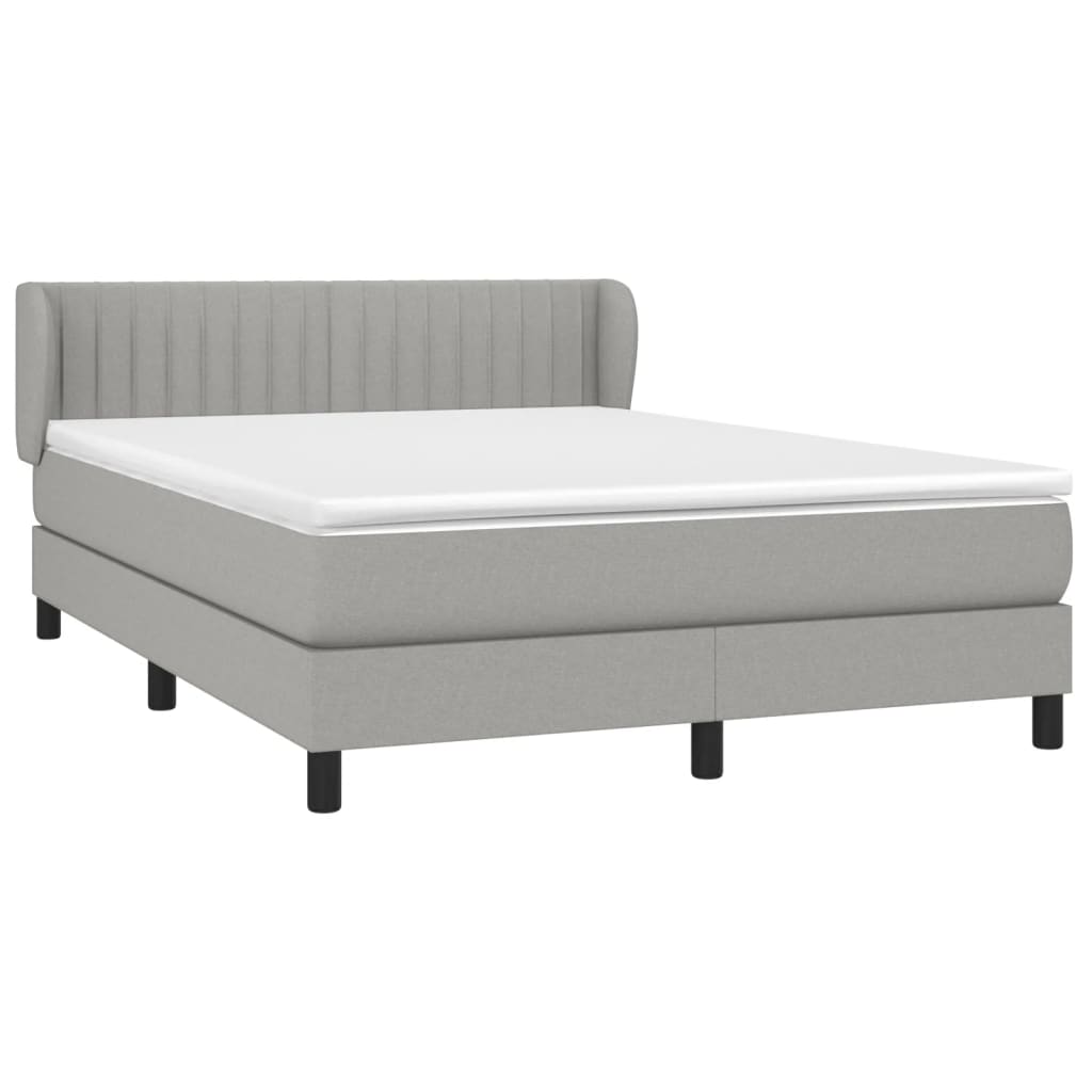 Boxspring Met Matras Stof Lichtgrijs 140 x 200 cm Verticale strepen