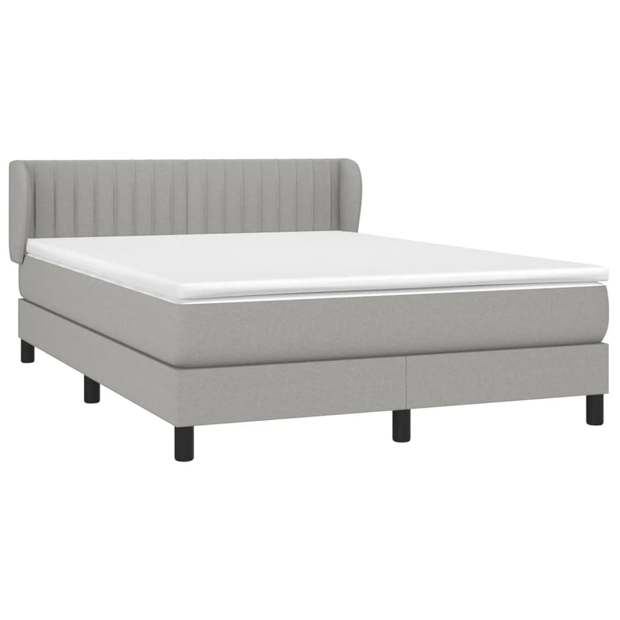 Boxspring Met Matras Stof Lichtgrijs 140 x 200 cm Verticale strepen