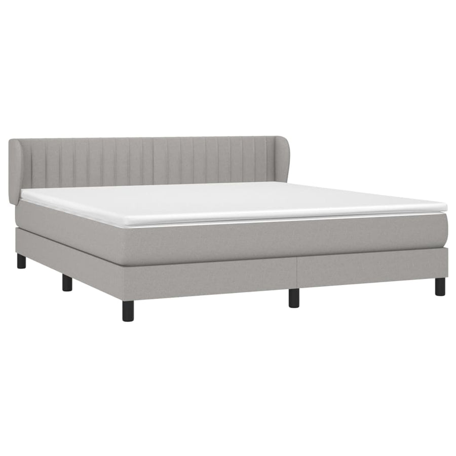Boxspring Met Matras Stof Lichtgrijs 160 x 200 cm Verticale strepen