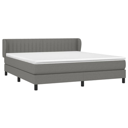 Boxspring Met Matras Stof Donkergrijs 160 x 200 cm Verticale strepen