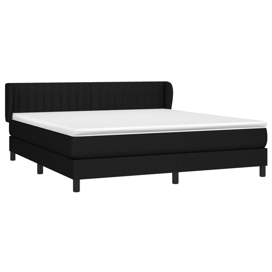 Boxspring Met Matras Stof Zwart 160 x 200 cm Verticale strepen