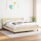 Boxspring Met Matras Stof Kleurig Crème 160 x 200 cm Verticale strepen