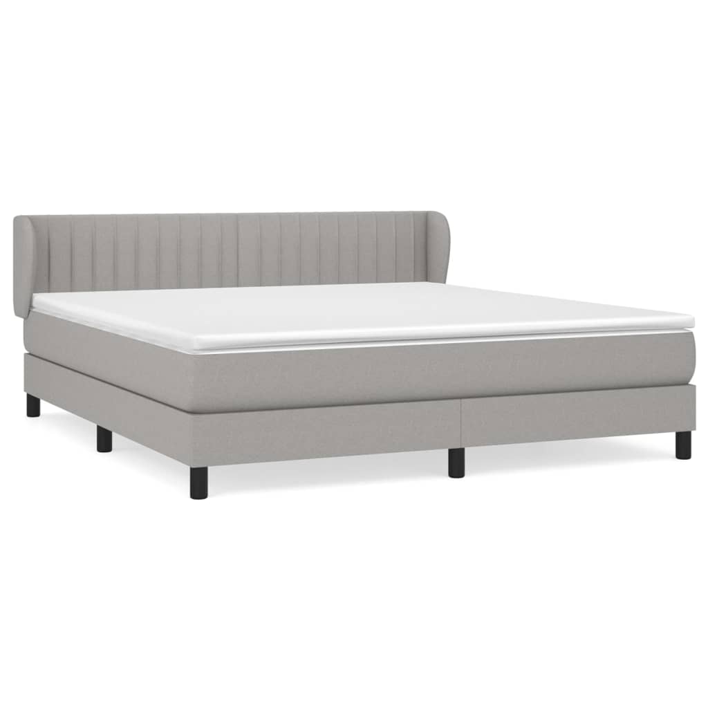 Boxspring Met Matras Stof Lichtgrijs 180 x 200 cm Verticale strepen
