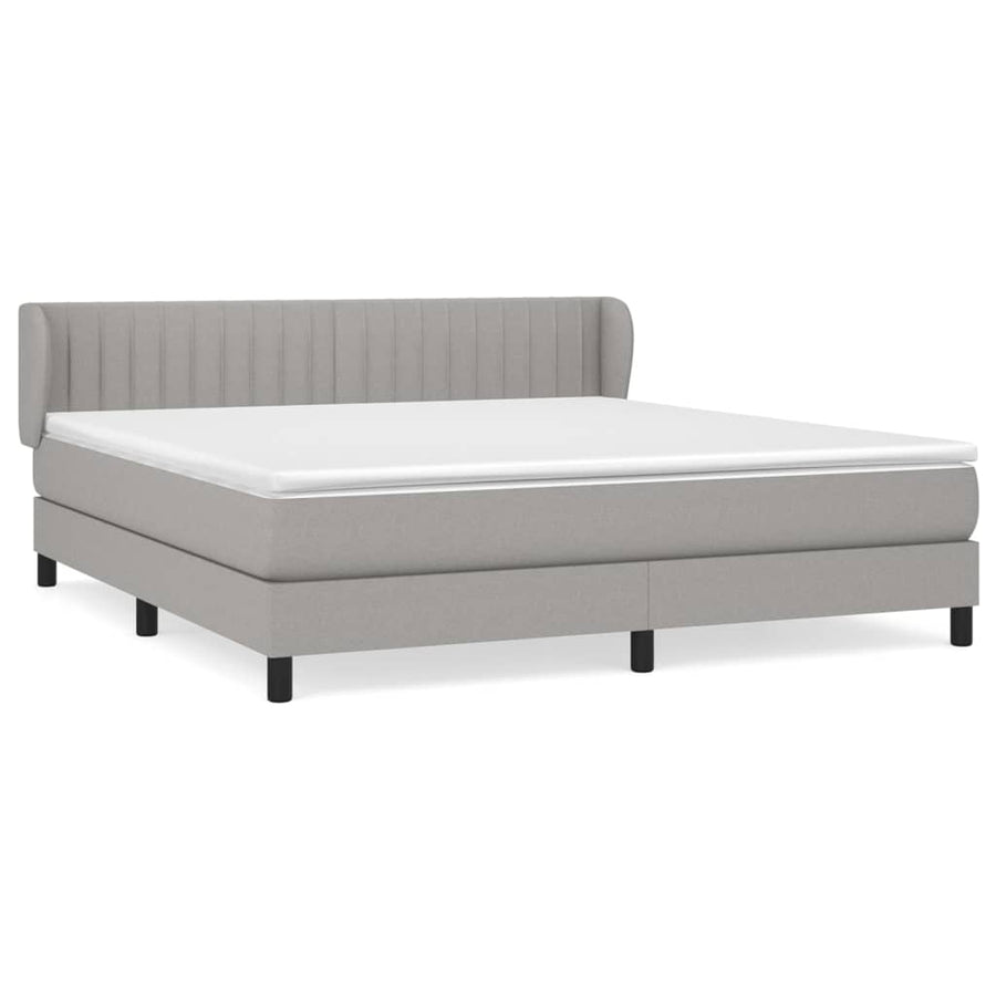 Boxspring Met Matras Stof Lichtgrijs 180 x 200 cm Verticale strepen