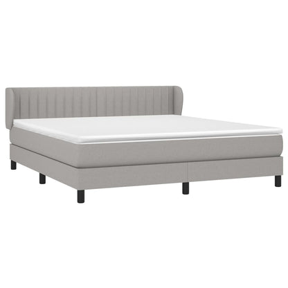Boxspring Met Matras Stof Lichtgrijs 180 x 200 cm Verticale strepen