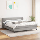 Boxspring Met Matras Stof Lichtgrijs 180 x 200 cm Verticale strepen