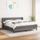 Boxspring Met Matras Stof Donkergrijs 180 x 200 cm Verticale strepen