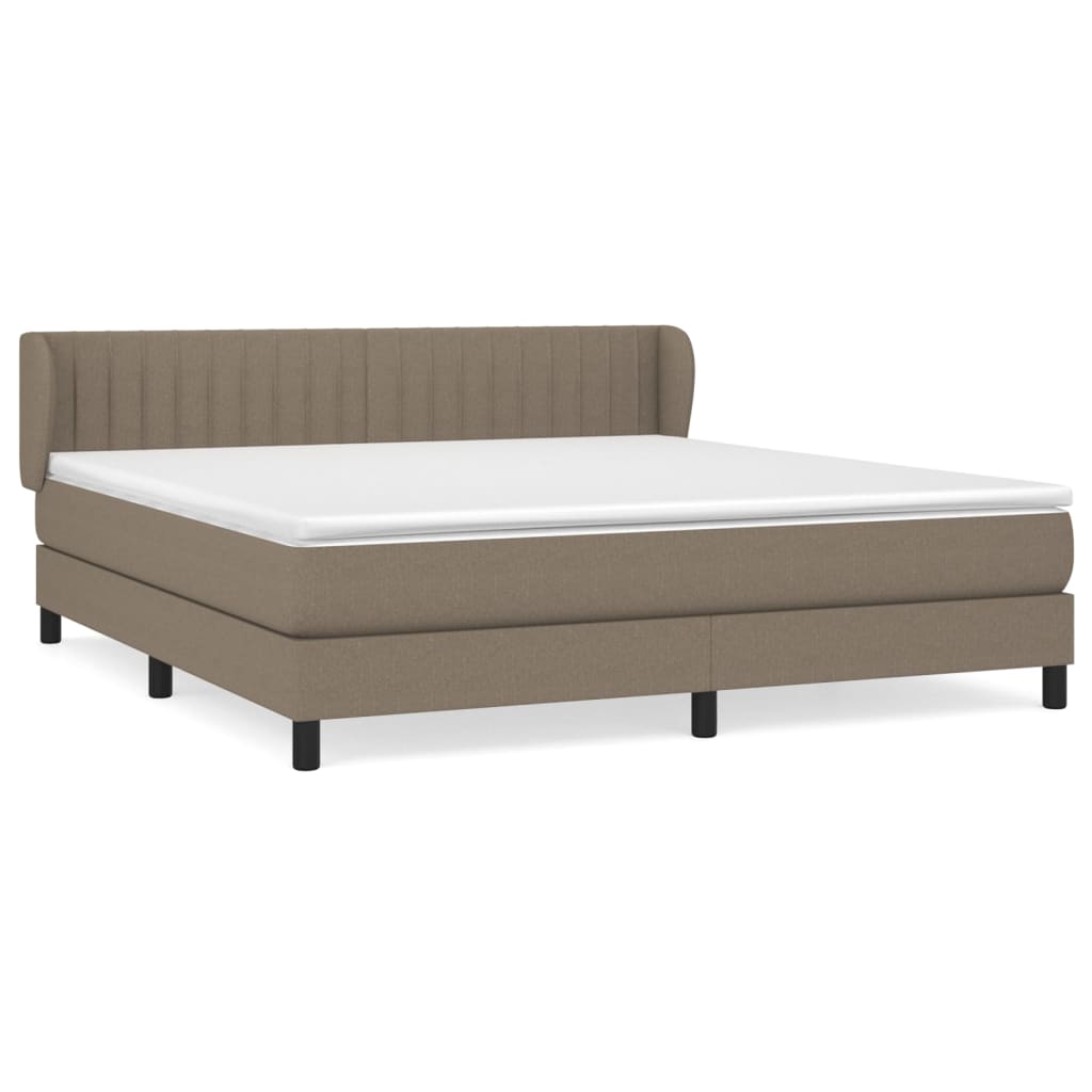 Boxspring met matras stof taupe 180x200 cm 180 x 200 cm Verticale strepen