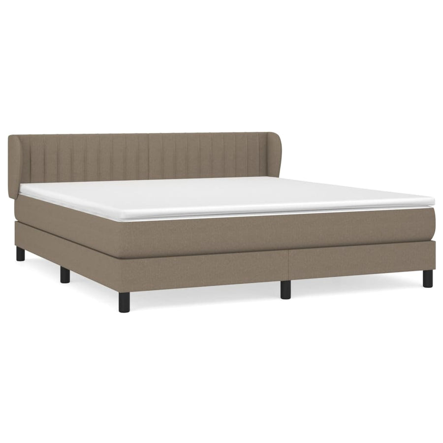 Boxspring met matras stof taupe 180x200 cm 180 x 200 cm Verticale strepen