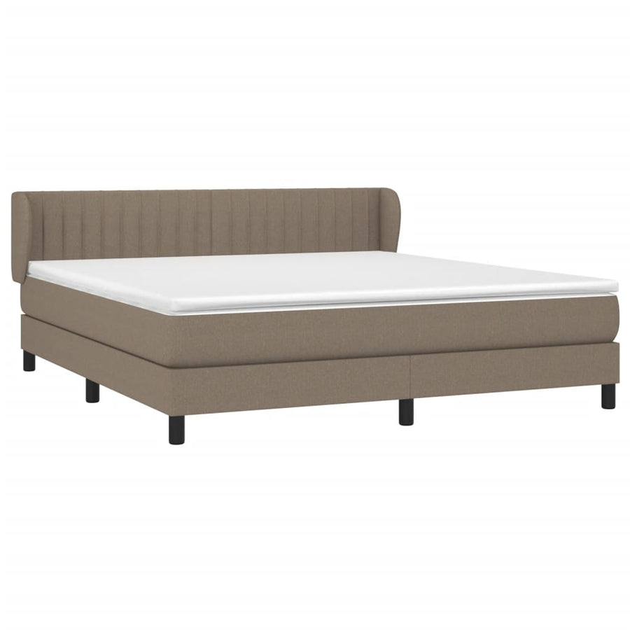 Boxspring met matras stof taupe 180x200 cm 180 x 200 cm Verticale strepen