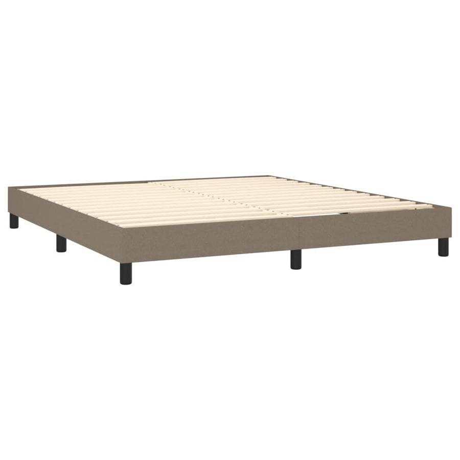 Boxspring met matras stof taupe 180x200 cm 180 x 200 cm Verticale strepen