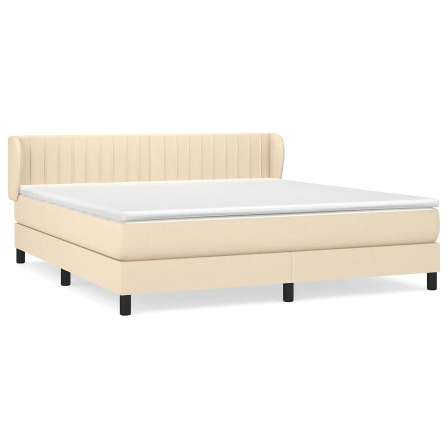 Boxspring Met Matras Stof Crèmekleurig 180X200 Cm 180 x 200 cm Verticale strepen