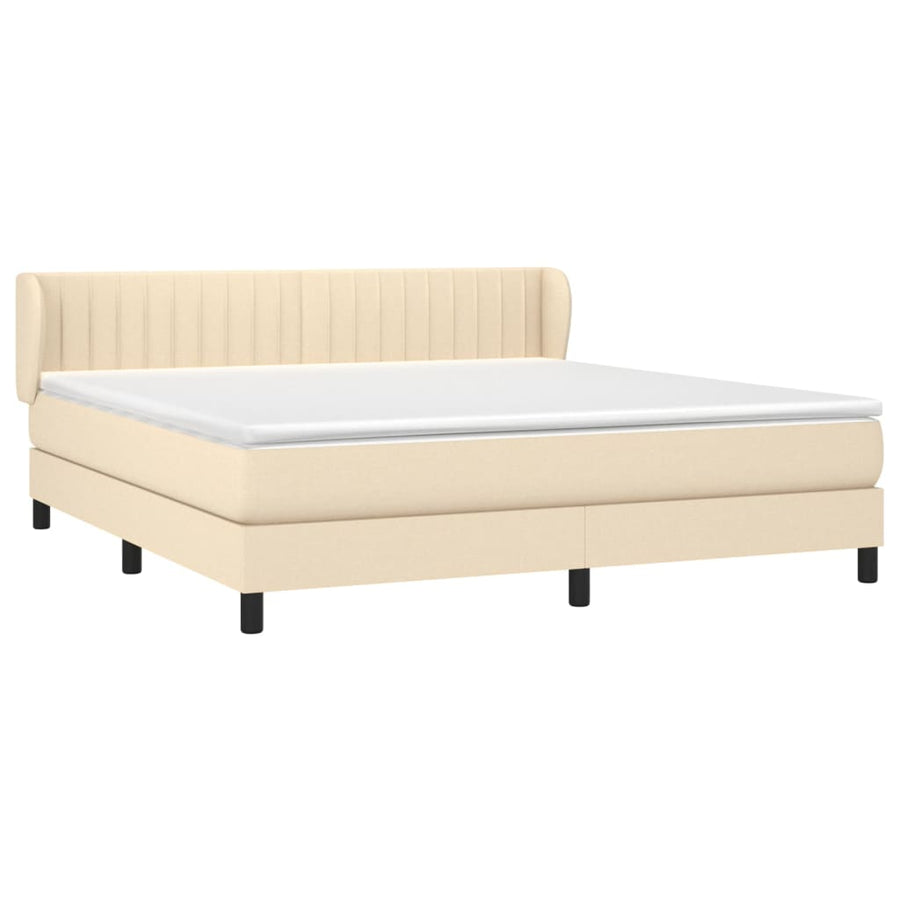 Boxspring Met Matras Stof Crèmekleurig 180X200 Cm 180 x 200 cm Verticale strepen