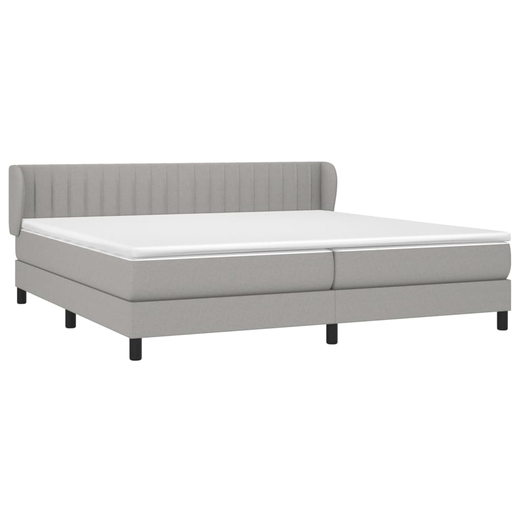 Boxspring Met Matras Stof Lichtgrijs 200 x 200 cm Verticale strepen