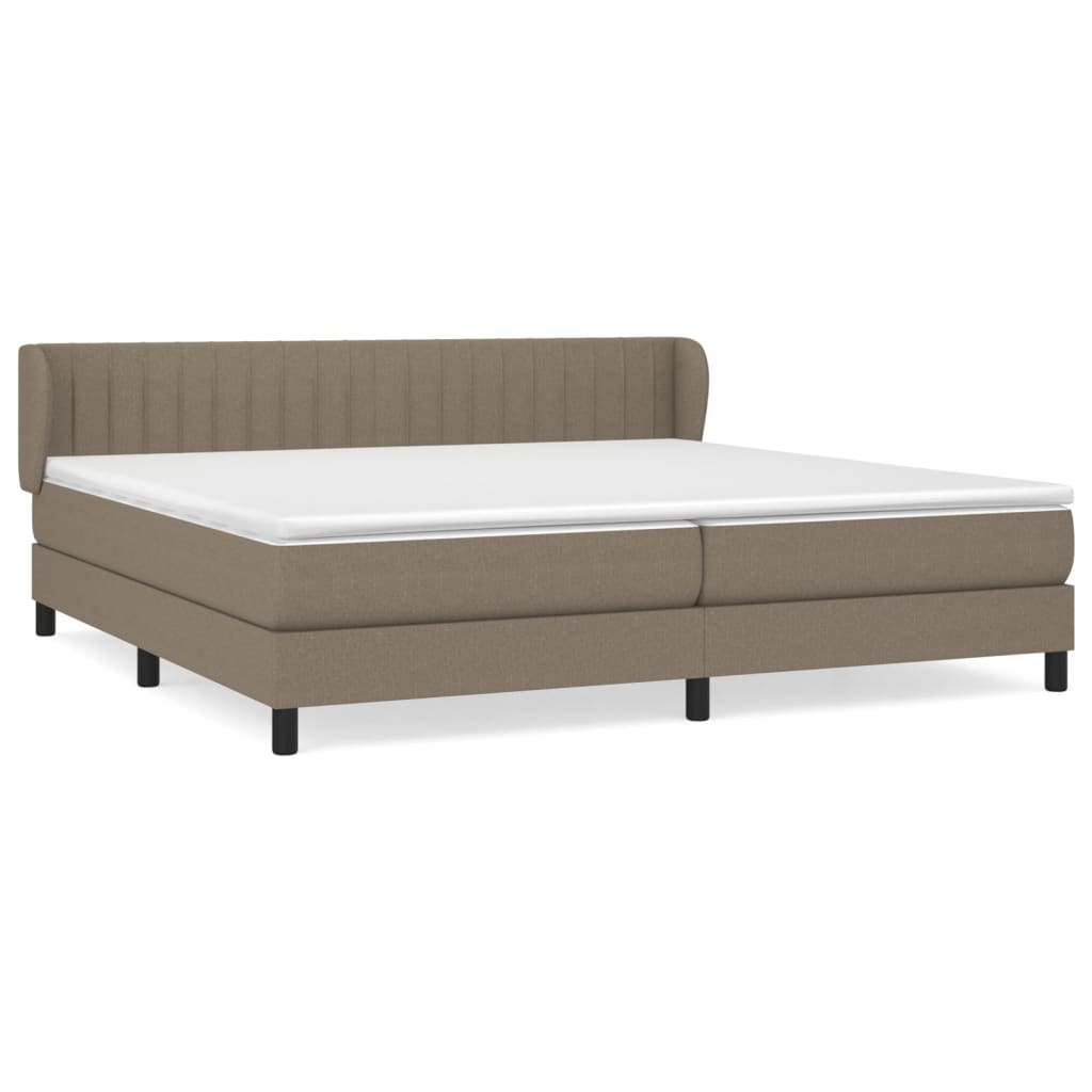 Boxspring met matras stof taupe 200x200 cm 200 x 200 cm Verticale strepen