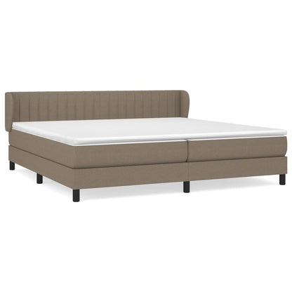 Boxspring met matras stof taupe 200x200 cm 200 x 200 cm Verticale strepen