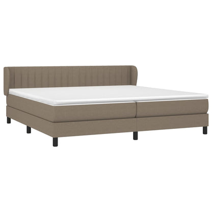 Boxspring met matras stof taupe 200x200 cm 200 x 200 cm Verticale strepen