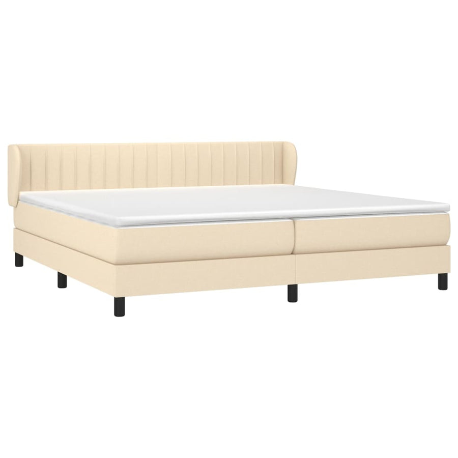 Boxspring Met Matras Stof Kleurig Crème 200 x 200 cm Verticale strepen