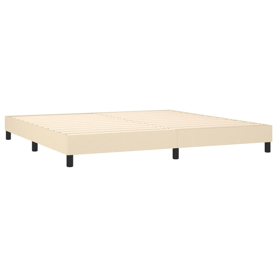 Boxspring Met Matras Stof Kleurig Crème 200 x 200 cm Verticale strepen