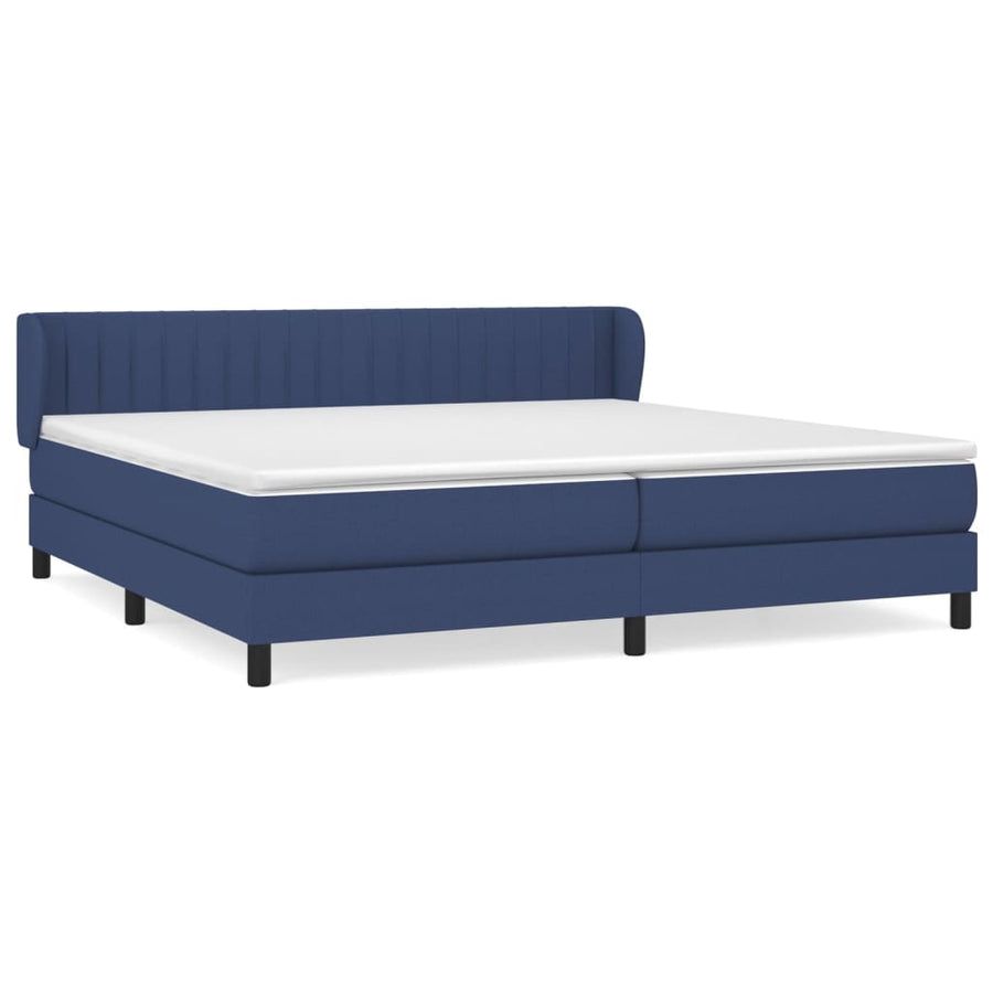 Boxspring Met Matras Stof Blauw 200 x 200 cm Verticale strepen