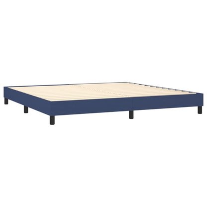 Boxspring Met Matras Stof Blauw 200 x 200 cm Verticale strepen