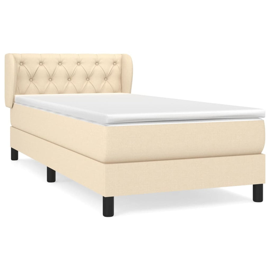 Boxspring met matras stof crèmekleurig 80x200 cm 80 x 200 cm Crème
