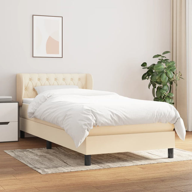 Boxspring met matras stof crèmekleurig 90x200 cm 90 x 200 cm Getuft ontwerp