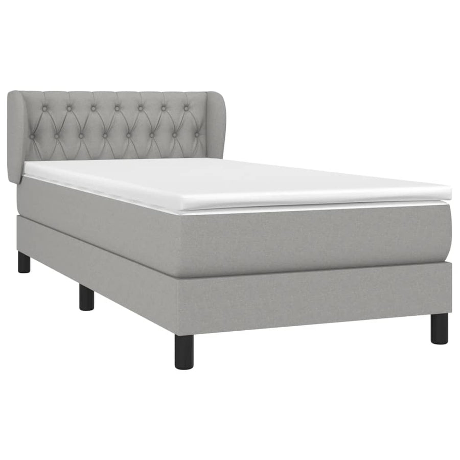 Boxspring Met Matras Stof Lichtgrijs 100X200 Cm Lichtgrijs 100 x 200 cm Getuft ontwerp