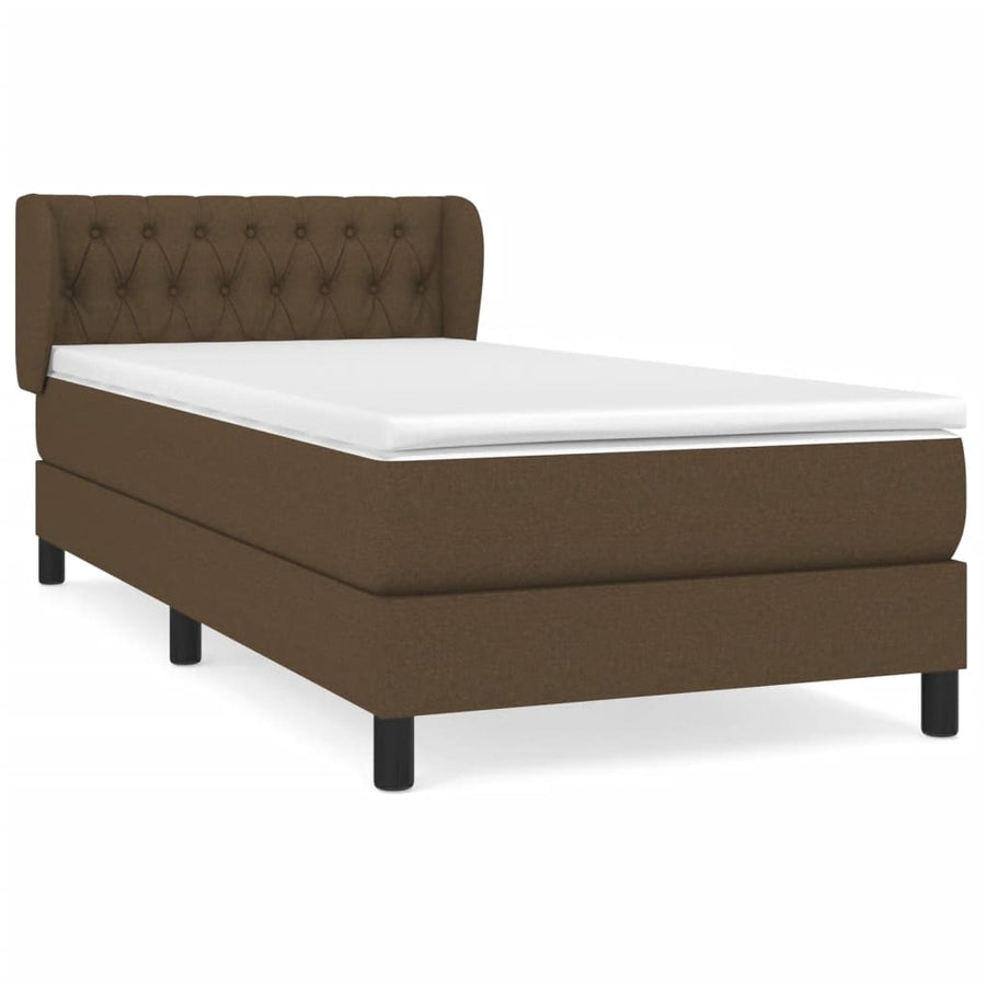 Boxspring Met Matras Stof Donkerbruin 100 x 200 cm Getuft ontwerp