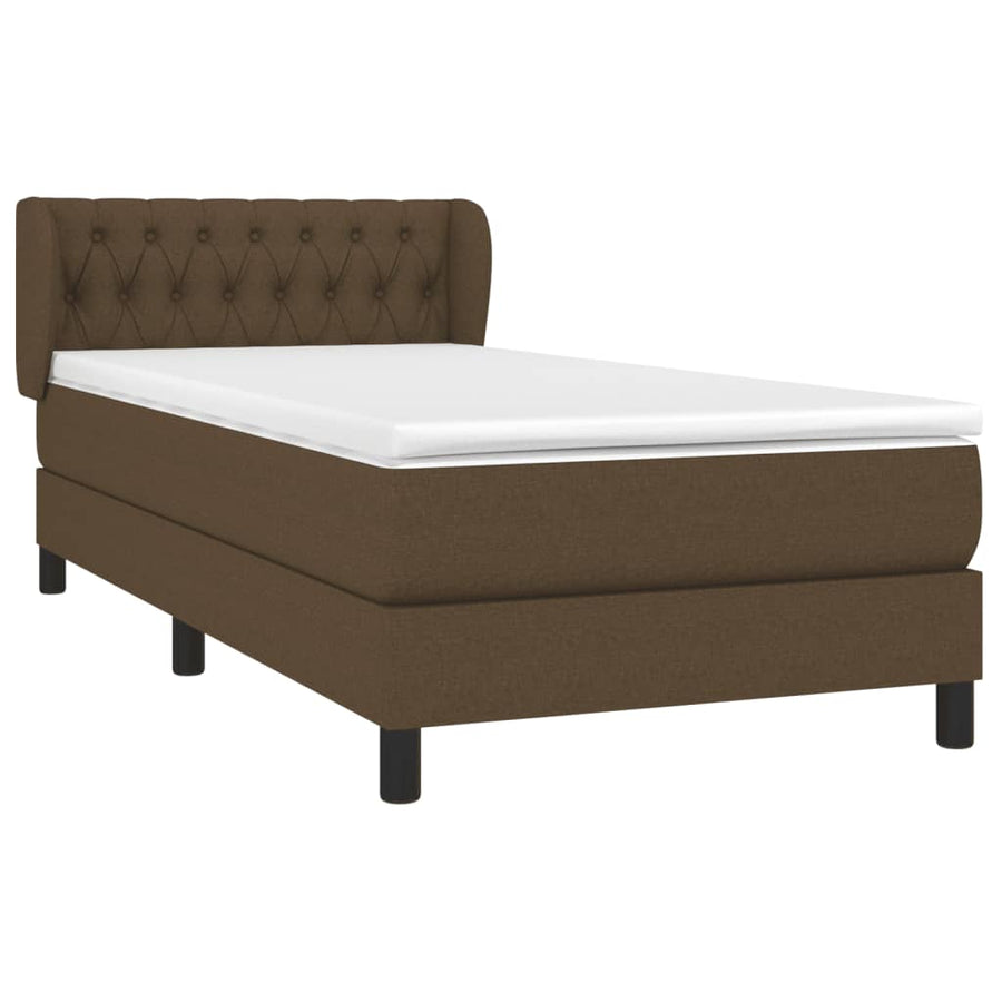 Boxspring Met Matras Stof Donkerbruin 100 x 200 cm Getuft ontwerp