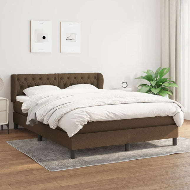 Boxspring Met Matras Stof Donkerbruin 140 x 200 cm Getuft ontwerp