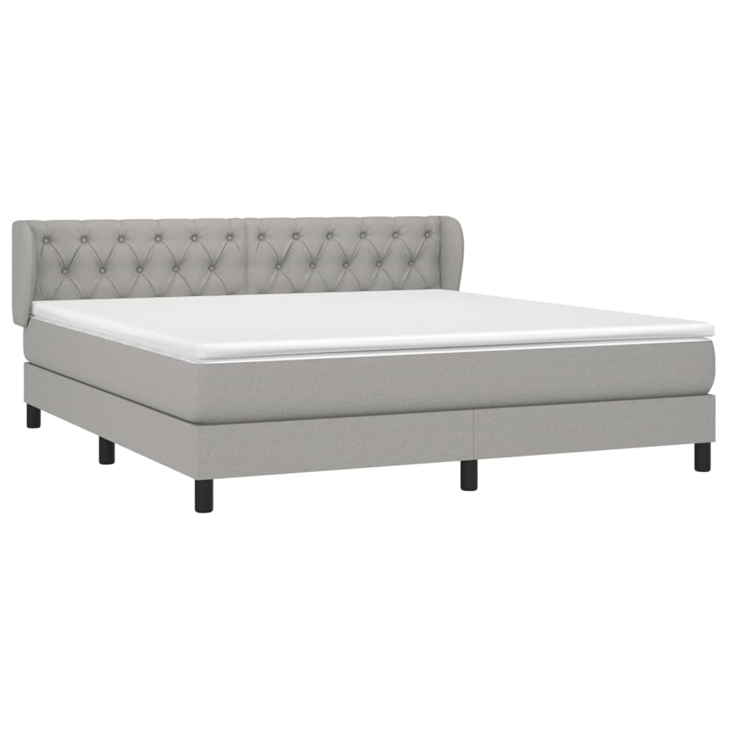 Boxspring Met Matras Stof Lichtgrijs 160 x 200 cm Getuft ontwerp