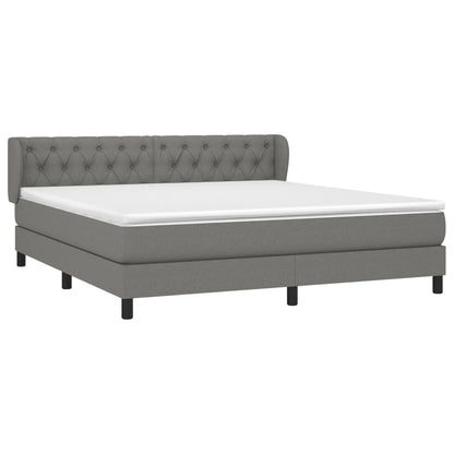 Boxspring Met Matras Stof Donkergrijs 160 x 200 cm Getuft ontwerp