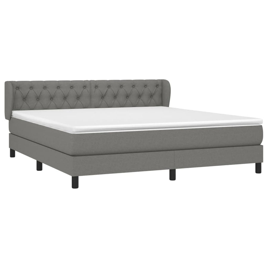 Boxspring Met Matras Stof Donkergrijs 160 x 200 cm Getuft ontwerp