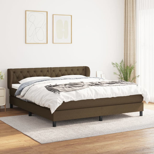 Boxspring Met Matras Stof Donkerbruin 160 x 200 cm Getuft ontwerp