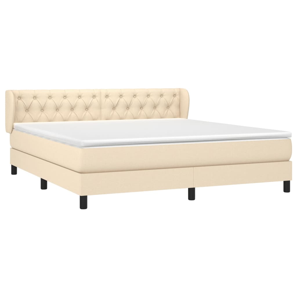 Boxspring Met Matras Stof Kleurig Crème 160 x 200 cm Getuft ontwerp