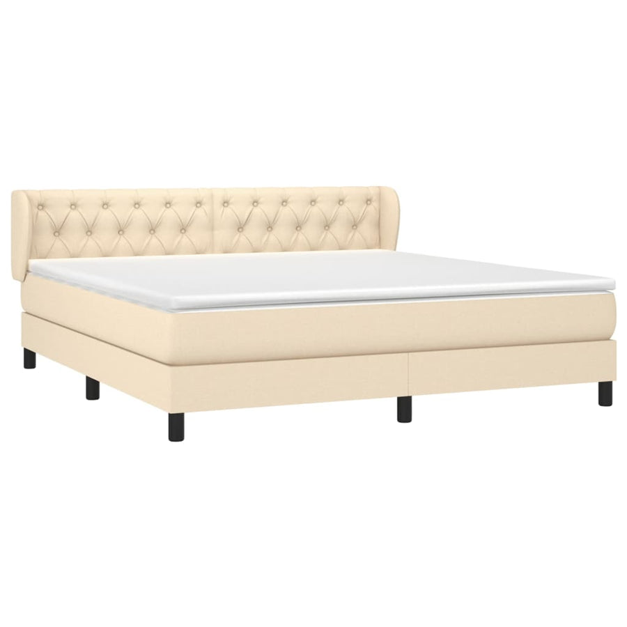 Boxspring Met Matras Stof Kleurig Crème 160 x 200 cm Getuft ontwerp