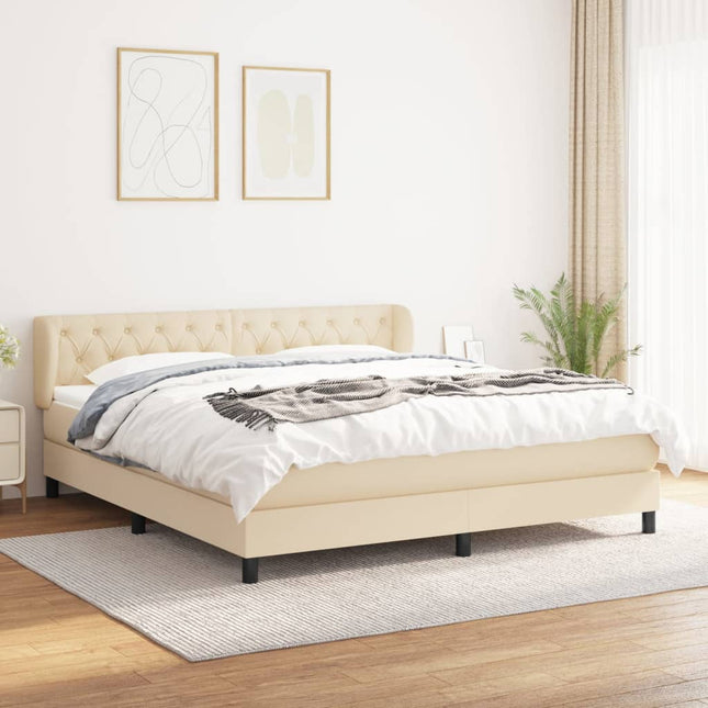 Boxspring Met Matras Stof Kleurig Crème 160 x 200 cm Getuft ontwerp