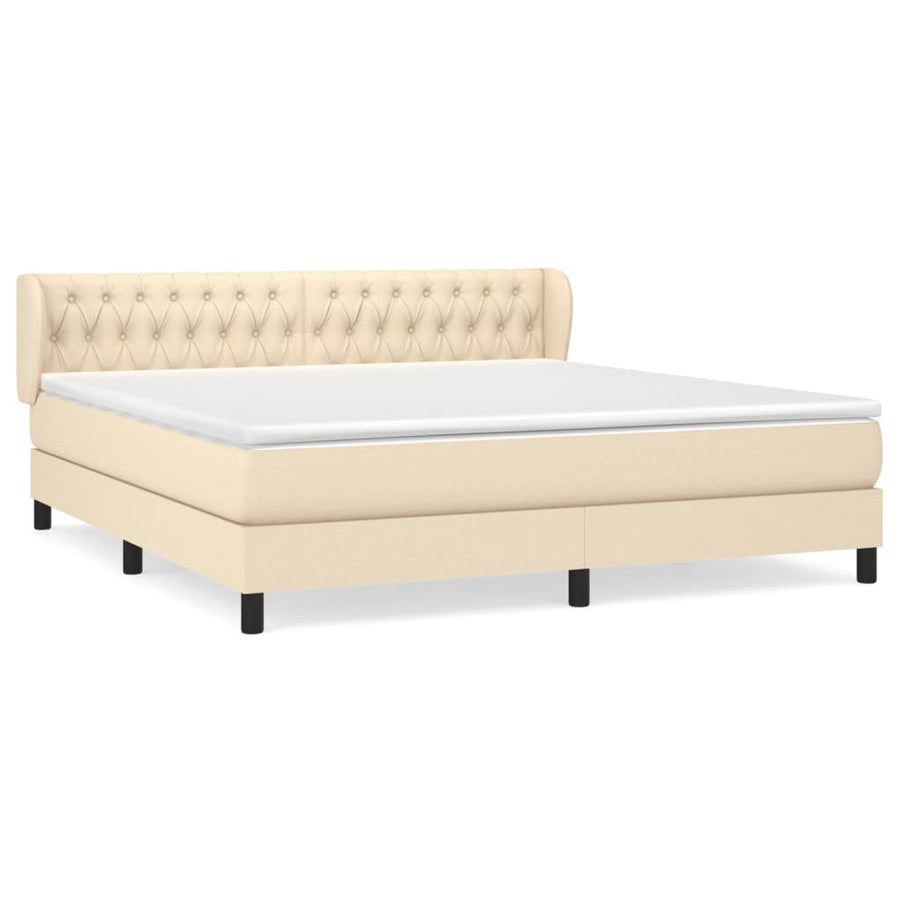 Boxspring Met Matras Stof Crèmekleurig 180X200 Cm 180 x 200 cm Getuft ontwerp