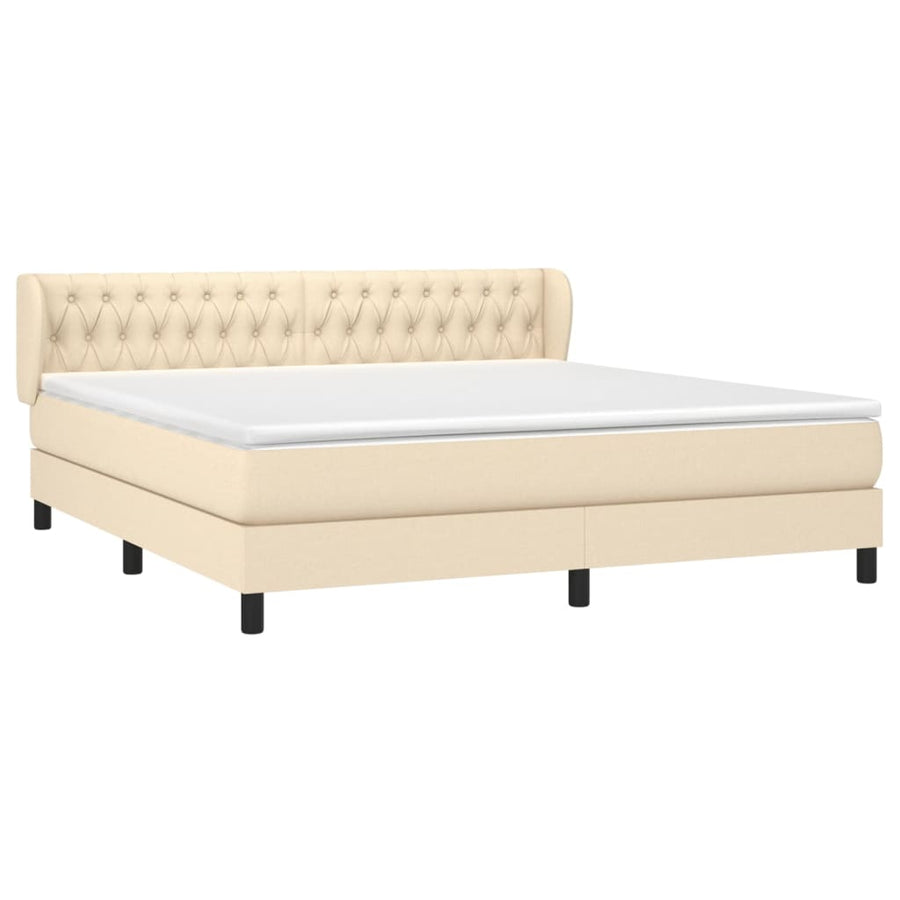 Boxspring Met Matras Stof Crèmekleurig 180X200 Cm 180 x 200 cm Getuft ontwerp