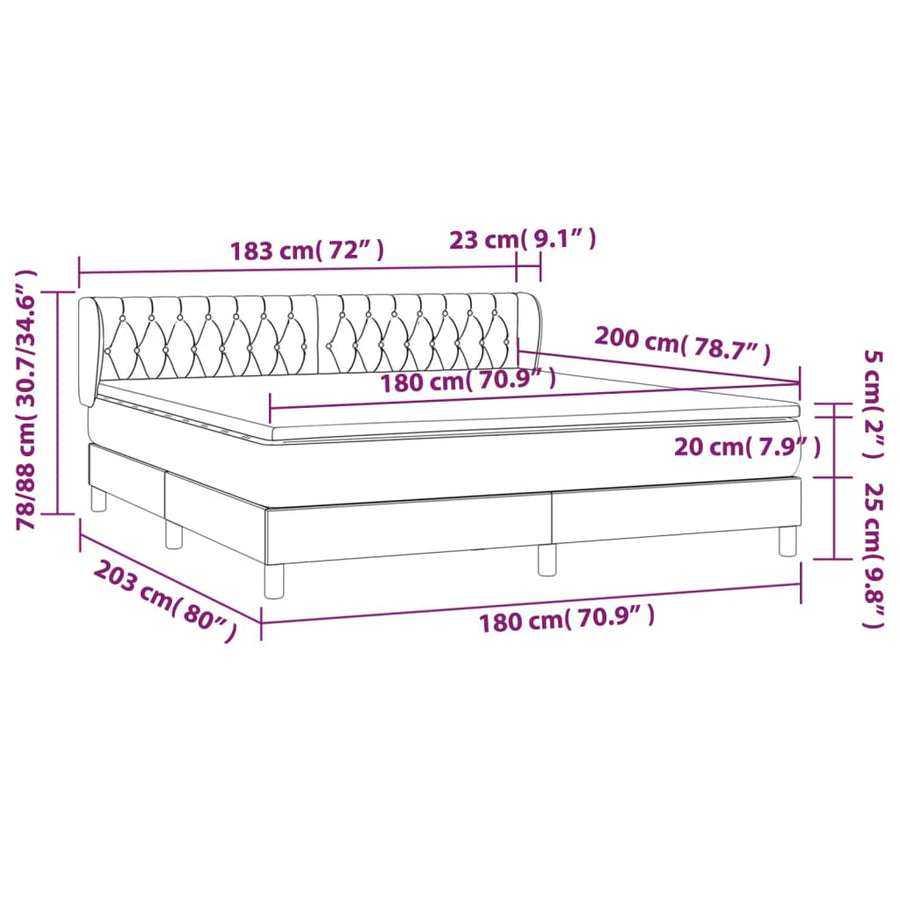 Boxspring Met Matras Stof Crèmekleurig 180X200 Cm 180 x 200 cm Getuft ontwerp