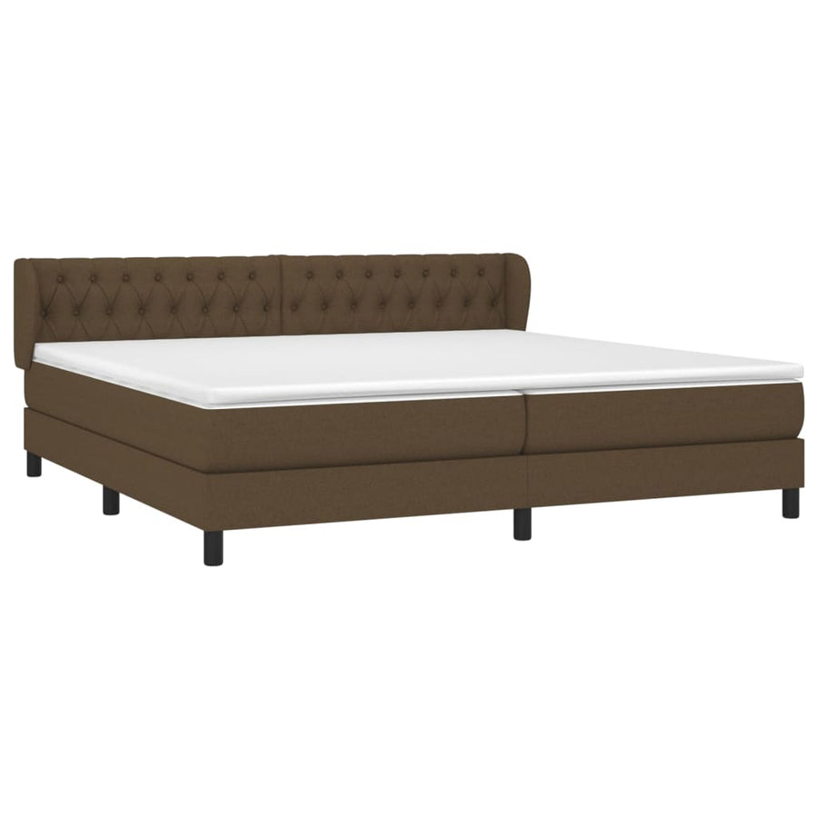 Boxspring Met Matras Stof Donkerbruin 200X200 Cm 200 x 200 cm Getuft ontwerp