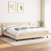 Boxspring met matras 200x200 cm crèmekleurig stof