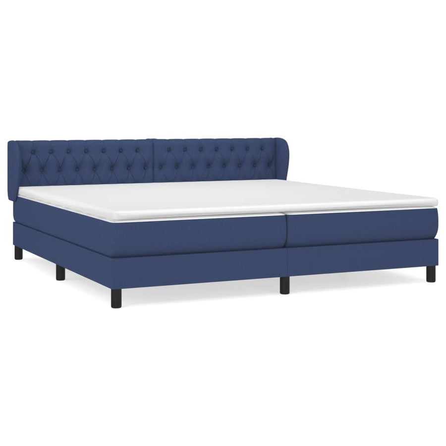 Boxspring Met Matras Stof Blauw 200 x 200 cm Getuft ontwerp