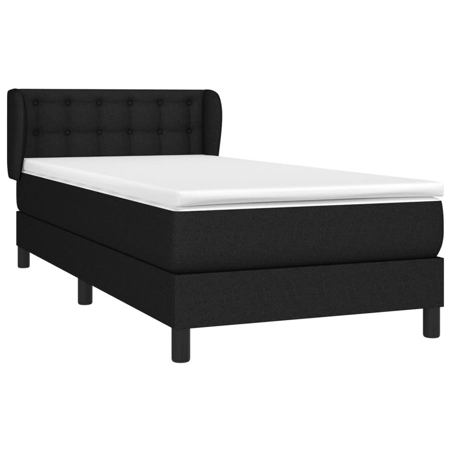 Boxspring Met Matras Stof Zwart 80 x 200 cm Knopen