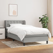 Box spring with mattress fabric light grey 90x190 cm