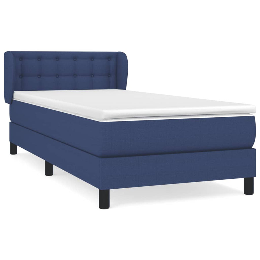 Boxspring Met Matras Stof Blauw 90 x 190 cm Knopen