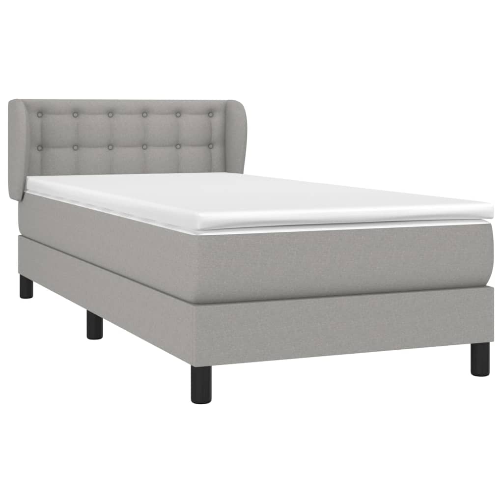 Boxspring Met Matras Stof Lichtgrijs 90 x 200 cm Knopen