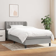 Box spring with mattress light gray fabric 90x200 cm